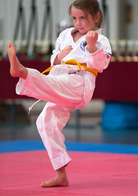 Australasian Karate Te Ashi Kai Shin Pic 3 - A junior kyu grade competes in the Kata Forms competition at the Te Ashi Kai Shin Karate Tournament 2012