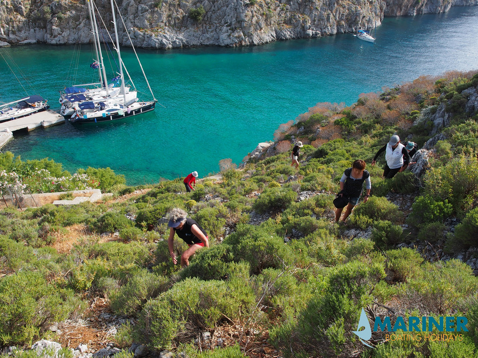 Mariner Boating Holidays Pic 1 - Walking up a hill on Kalimnos 2015 Aegean yacht rally