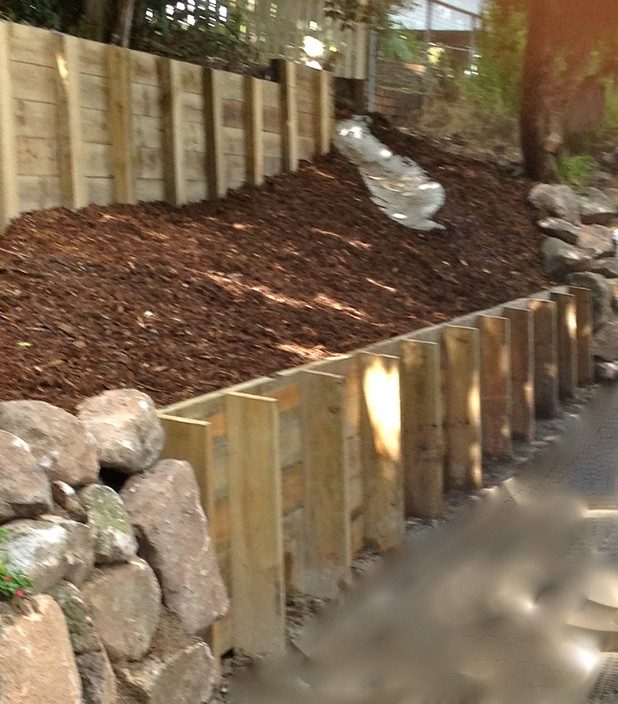 C Price Landscapes Pic 1 - treated pine two tier wall