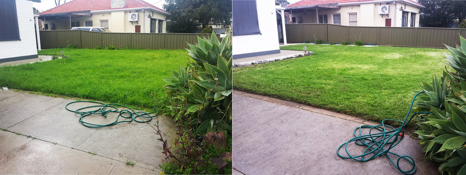 Commercial CleanFreaks Pty Ltd Pic 2 - Front Yard Before After Services included lawn mowing weed removal weed killing edge trimming and pressure washing of a blackened drive way