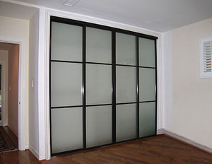 wardrobe-works Pic 5 - Softline Designer Black FrameWhite Glass with Bars