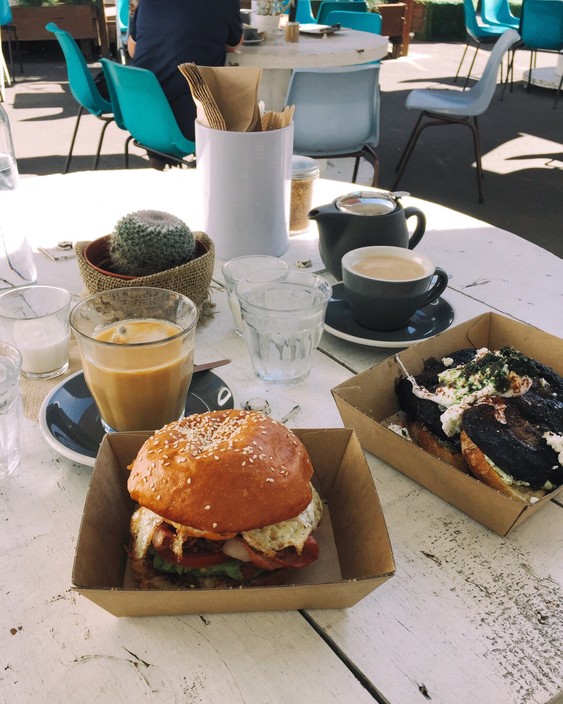 Sifters Espresso Pic 1 - Breakfast burger and mushrooms on toast