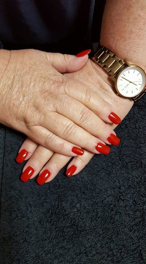 EnhanceINK Beauty Pic 3 - Cherry Tree gel polish on acrylic dip overlay