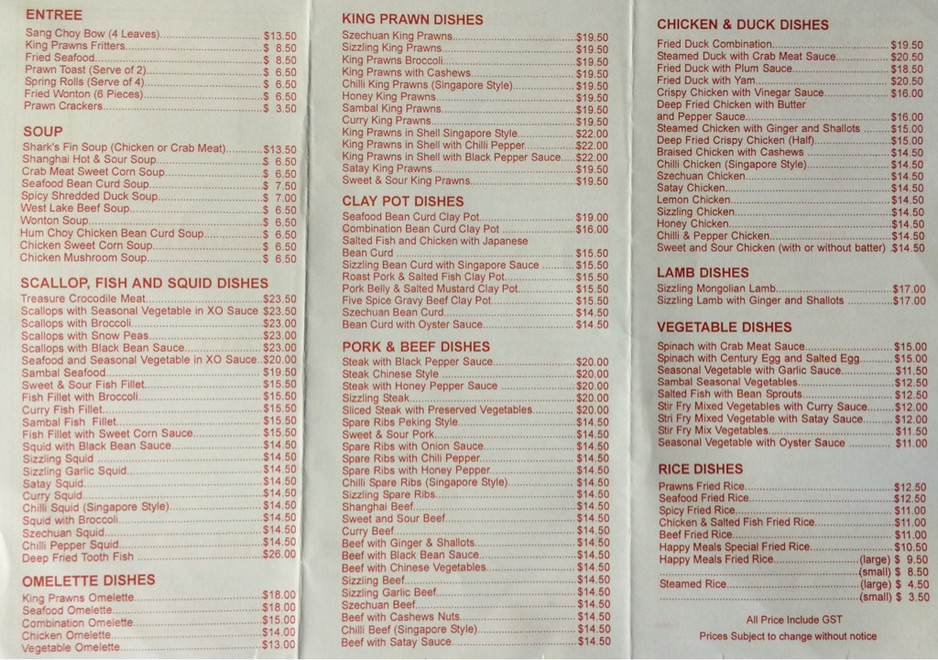 Happy Meals Restaurant Pic 1 - Menu