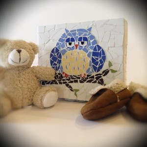 Love and Pieces Mosaics Pic 5 - Blue Sleeping Owl Childrens gift