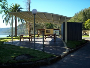 Torrens Water Ski Gardens & Caravan Park Pic 2 - Our waterfront covered entertainment pavillion with TV